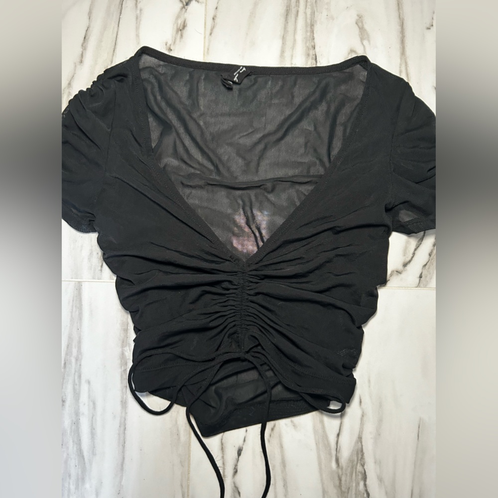 mesh v neck top